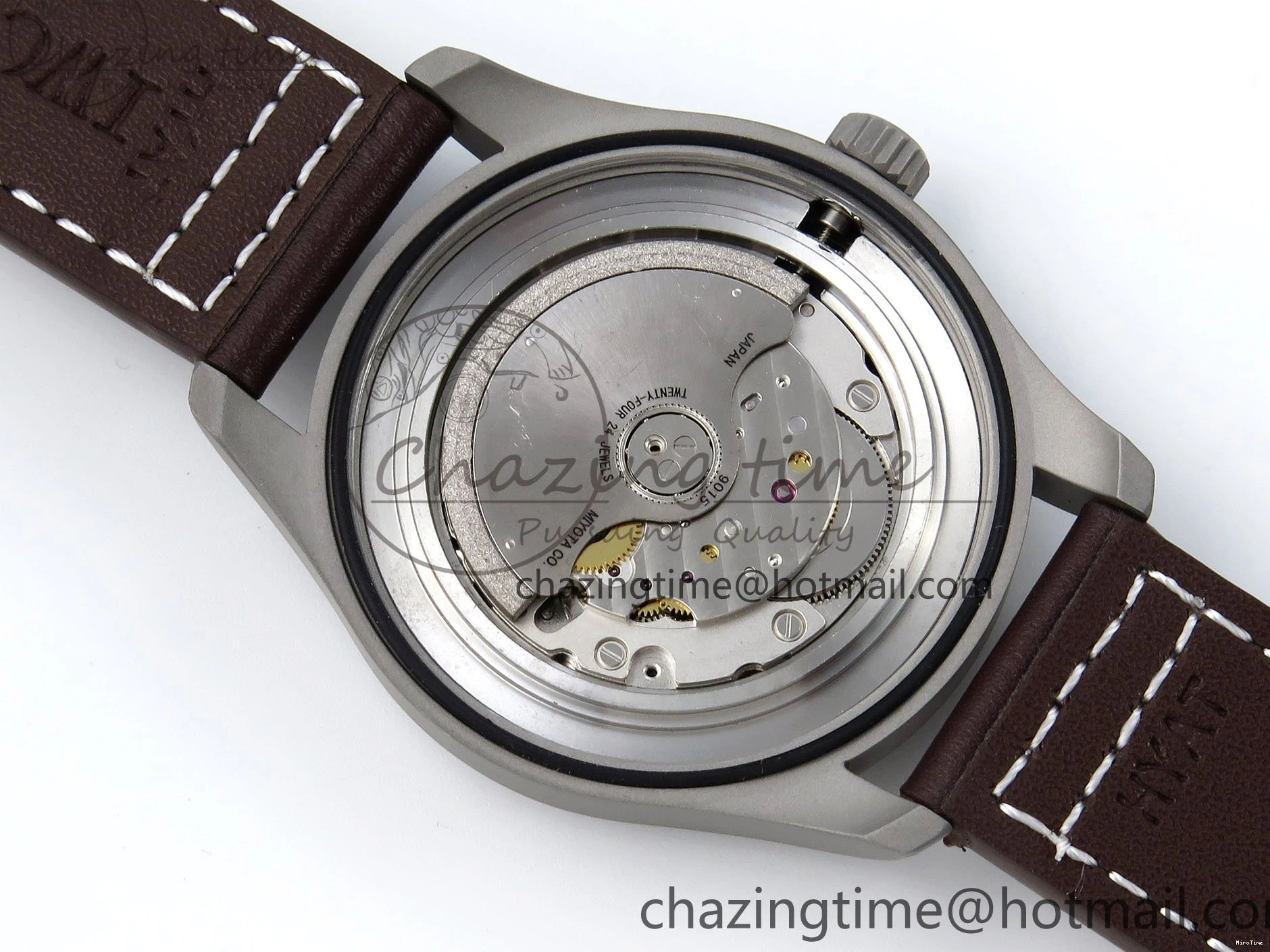 MIROTIME 1224 Pilot Mark XVIII Titanium BLSF 1:1 Best Edition Black Dial on Brown Leather Strap MIYOTA Popular 7020